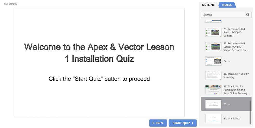Sample quiz from the Apex & Vector Lesson 1 Installation course