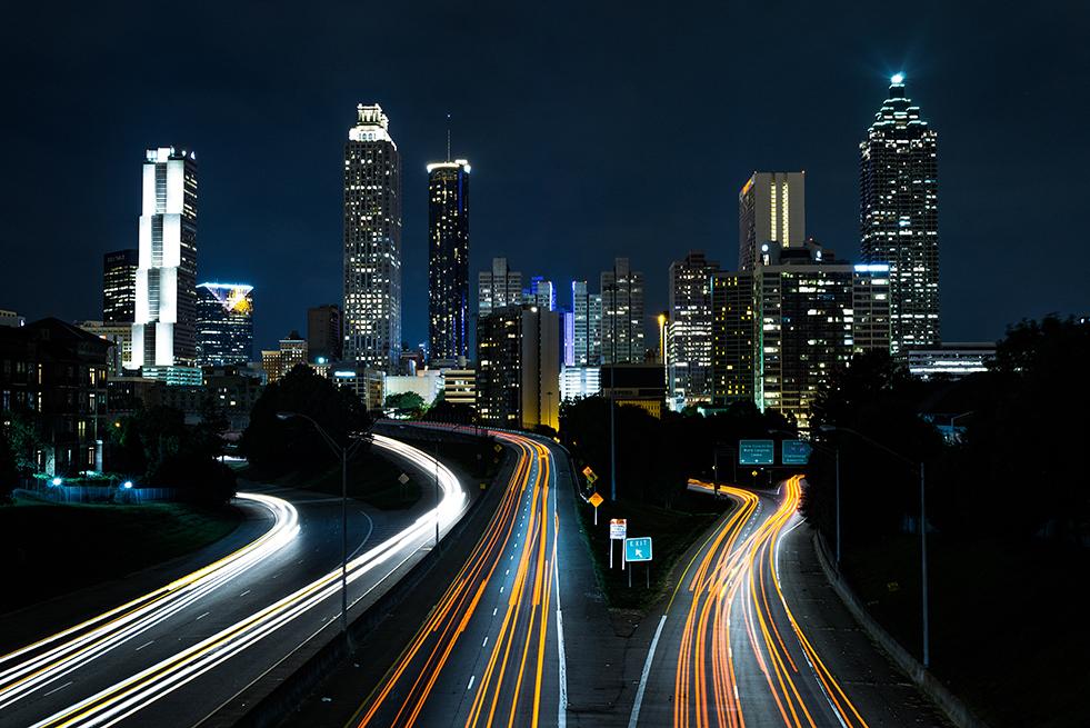 highway and city skyline