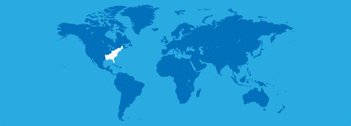 world map highlight eastern us/puerto rico